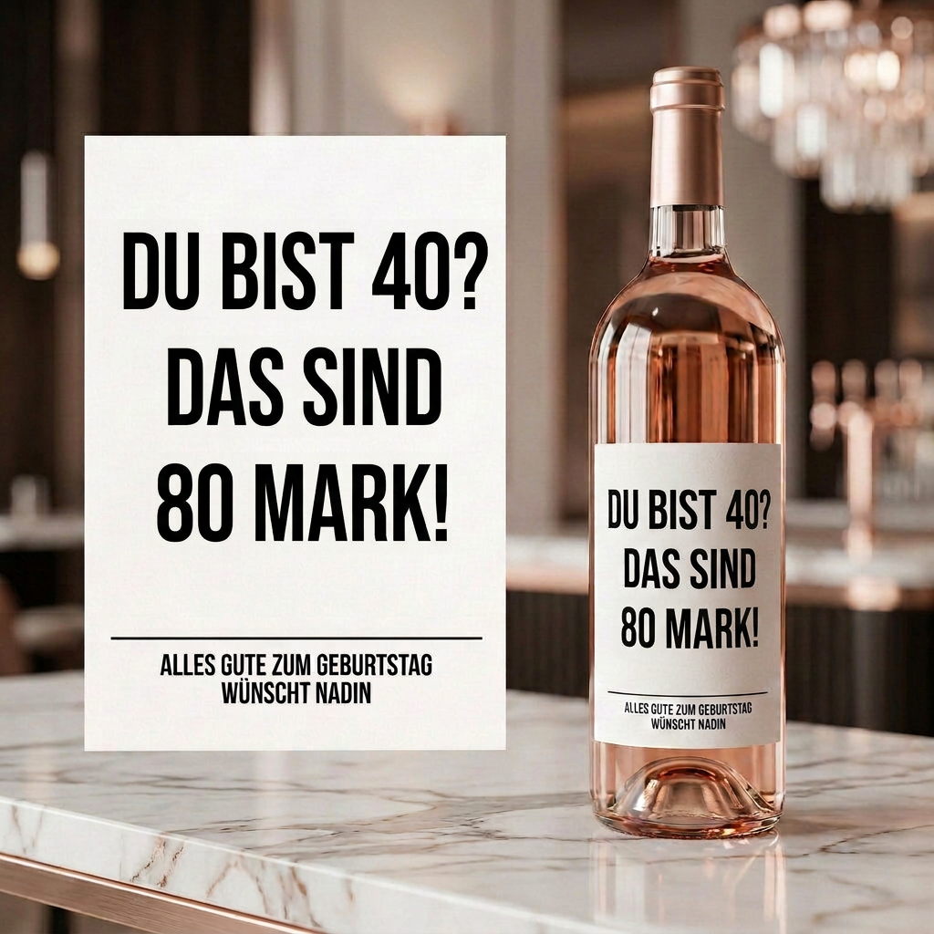 Du bist 40? Das sind 80 Mark! | Weinflaschen Etikett Geburtstag personalisiert | Lustiges Weinetikett Geschenk für Frauen & Männer
