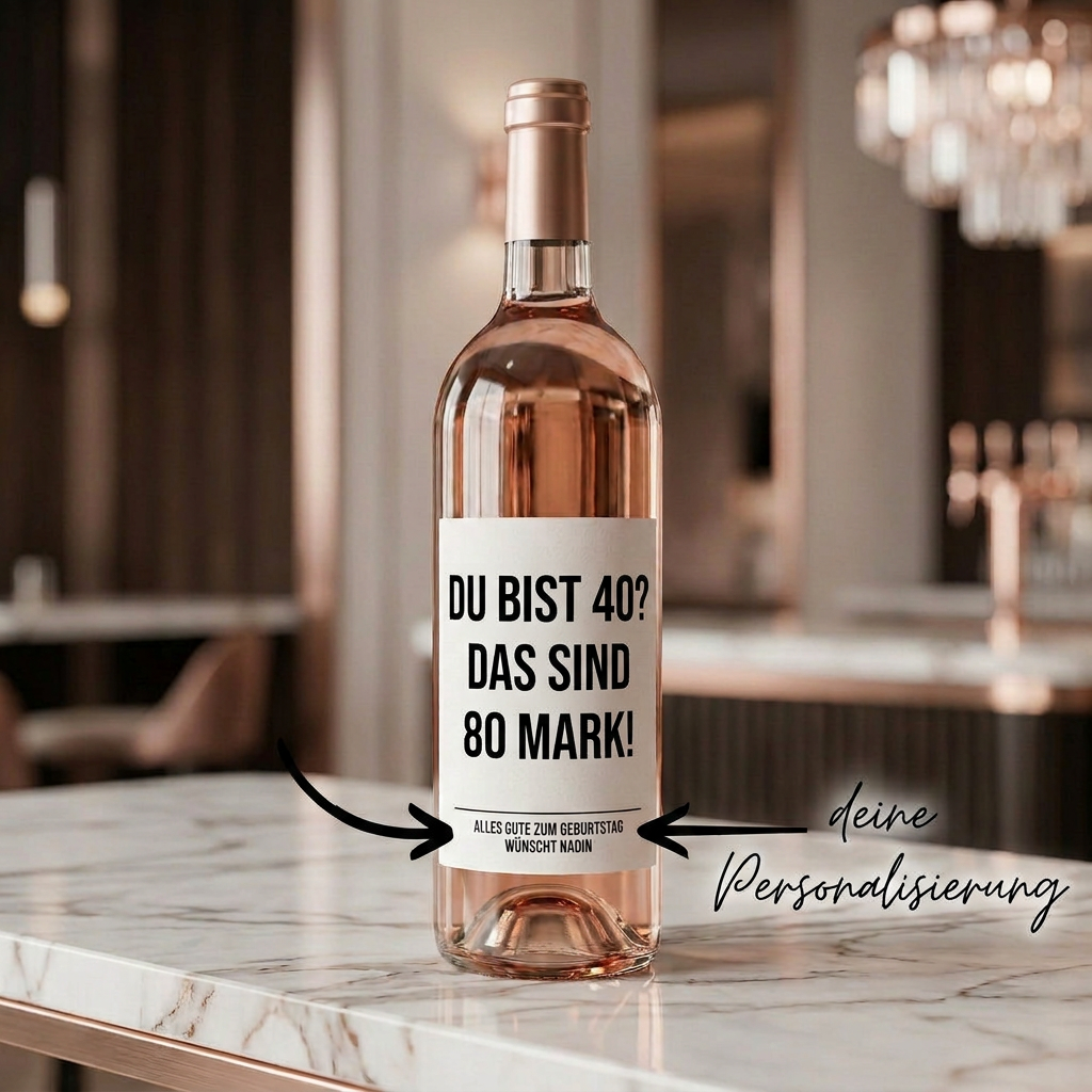 Du bist 40? Das sind 80 Mark! | Weinflaschen Etikett Geburtstag personalisiert | Lustiges Weinetikett Geschenk für Frauen & Männer