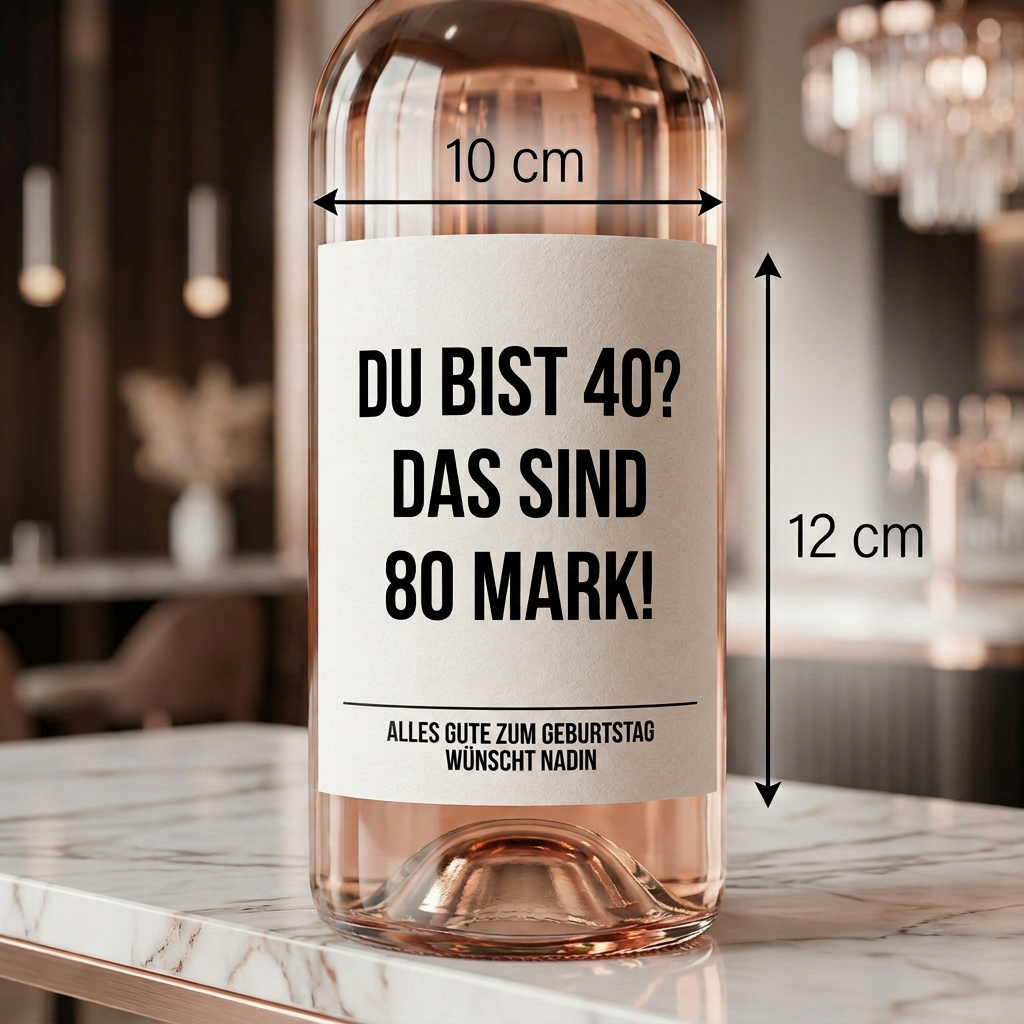 Du bist 40? Das sind 80 Mark! | Weinflaschen Etikett Geburtstag personalisiert | Lustiges Weinetikett Geschenk für Frauen & Männer