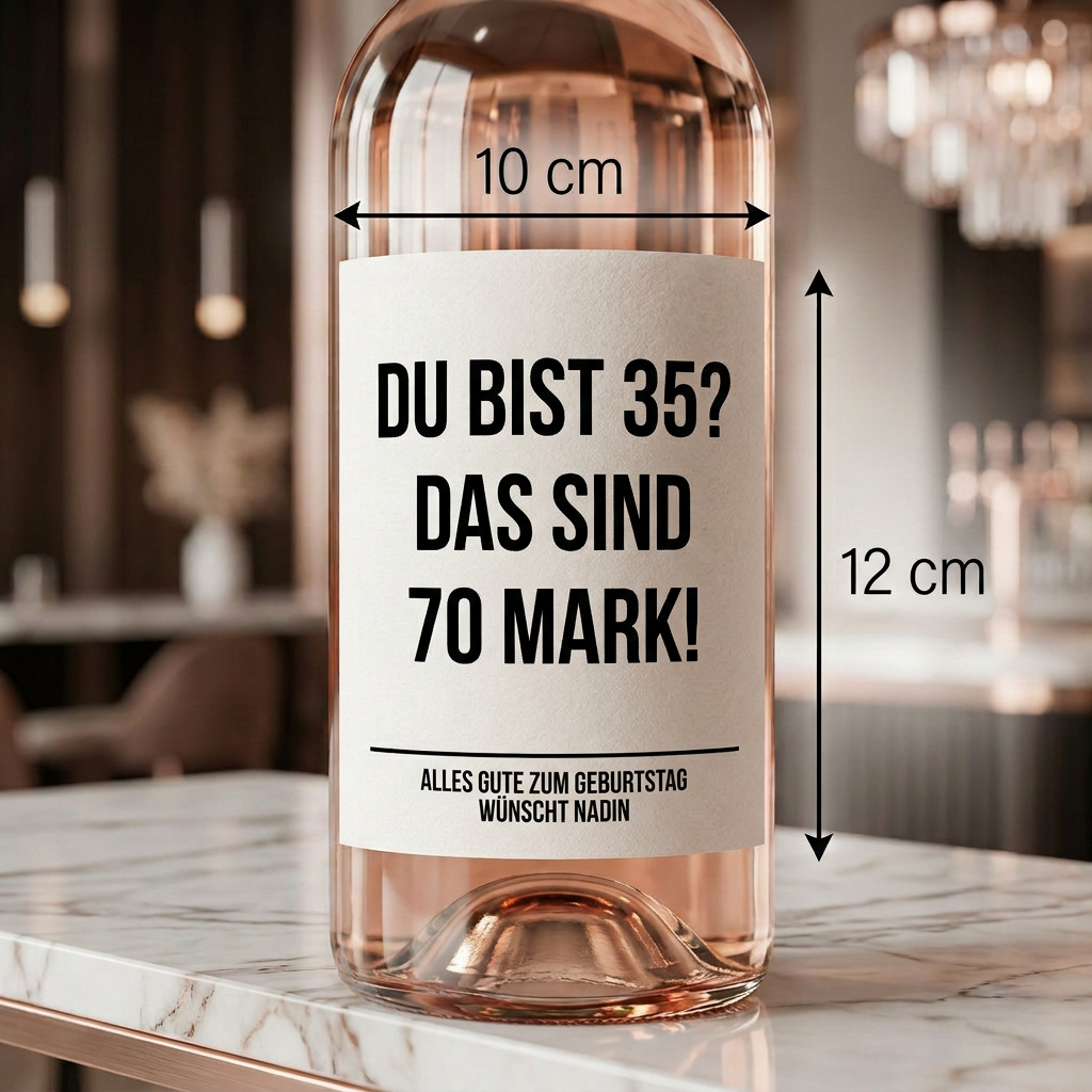 Du bist 35? Das sind 70 Mark! | Weinflaschen Etikett Geburtstag personalisiert | Lustiges Weinetikett Geschenk für Frauen & Männer