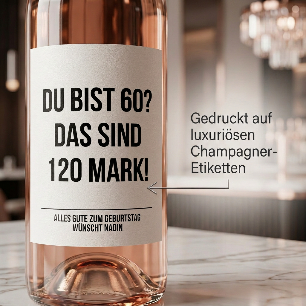 Du bist 60? Das sind 120 Mark! | Weinflaschen Etikett Geburtstag personalisiert | Lustiges Weinetikett Geschenk für Frauen & Männer