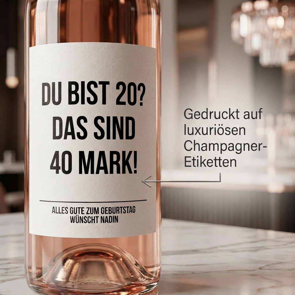 Du bist 20? Das sind 40 Mark! | Weinflaschen Etikett Geburtstag personalisiert | Lustiges Weinlabel Geschenk für Männer & Frauen