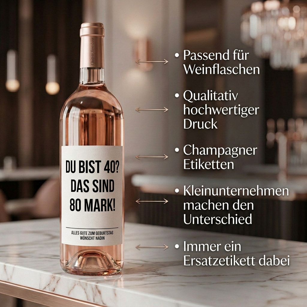 Du bist 40? Das sind 80 Mark! | Weinflaschen Etikett Geburtstag personalisiert | Lustiges Weinetikett Geschenk für Frauen & Männer