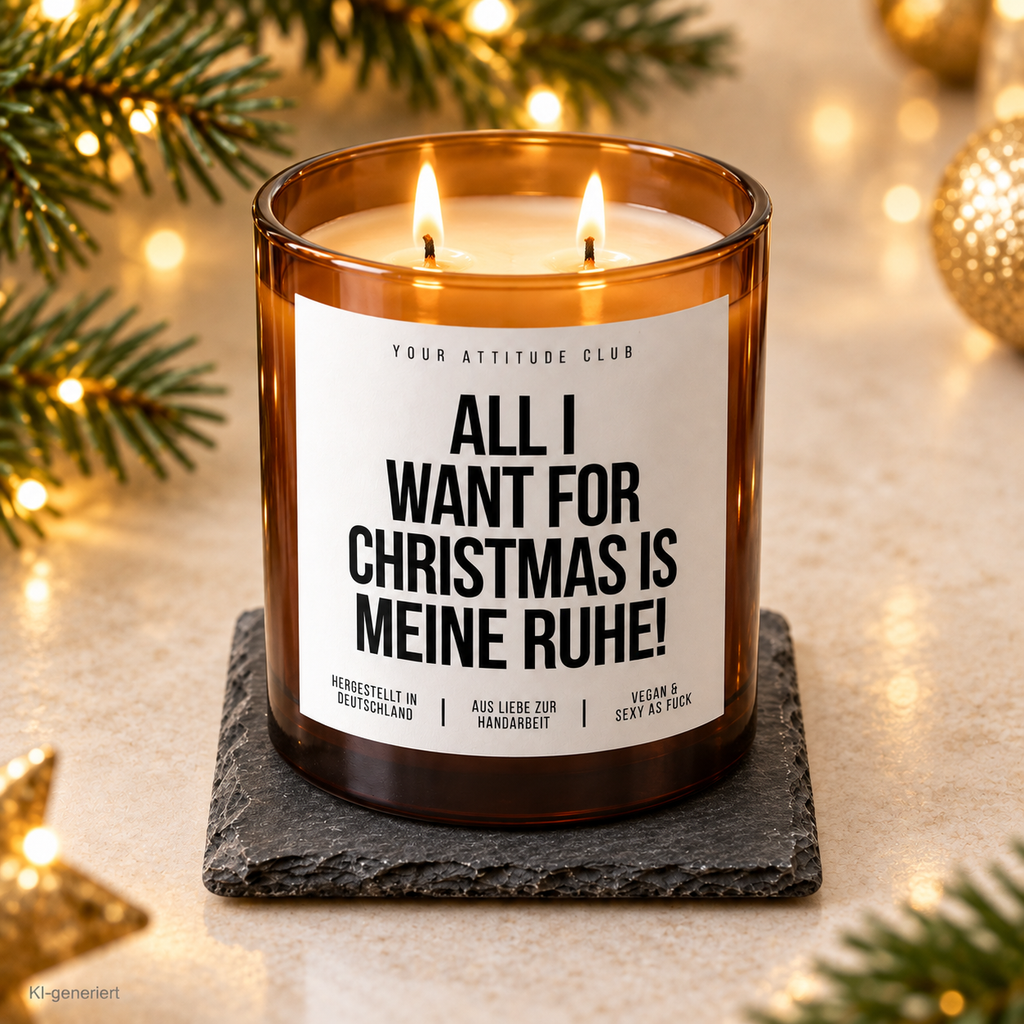 ALL I WANT FOR CHRISTMAS IS MEINE RUHE! – Weihnachtskerze | Lustiges Weihnachtsgeschenk | Geschenk für Freunde, Familie, Kollegen & Nachbarn