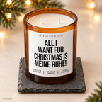 ALL I WANT FOR CHRISTMAS IS MEINE RUHE! – Weihnachtskerze Naturgras Etikett | Weihnachtsgeschenk | Geschenk für Freunde, Familie & Kollegen