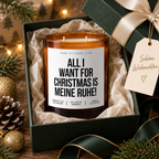 ALL I WANT FOR CHRISTMAS IS MEINE RUHE! – Weihnachtskerze Naturgras Etikett | Weihnachtsgeschenk | Geschenk für Freunde, Familie & Kollegen