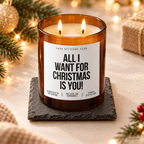 ALL I WANT FOR CHRISTMAS IS YOU! – Weihnachtskerze Naturgras Etikett | Weihnachtsgeschenk | Geschenk für Partner, Freundin & Freund | Geschenkidee Weihnachten