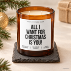 ALL I WANT FOR CHRISTMAS IS YOU! – Weihnachtskerze Naturgras Etikett | Weihnachtsgeschenk | Geschenk für Partner, Freundin & Freund | Geschenkidee Weihnachten