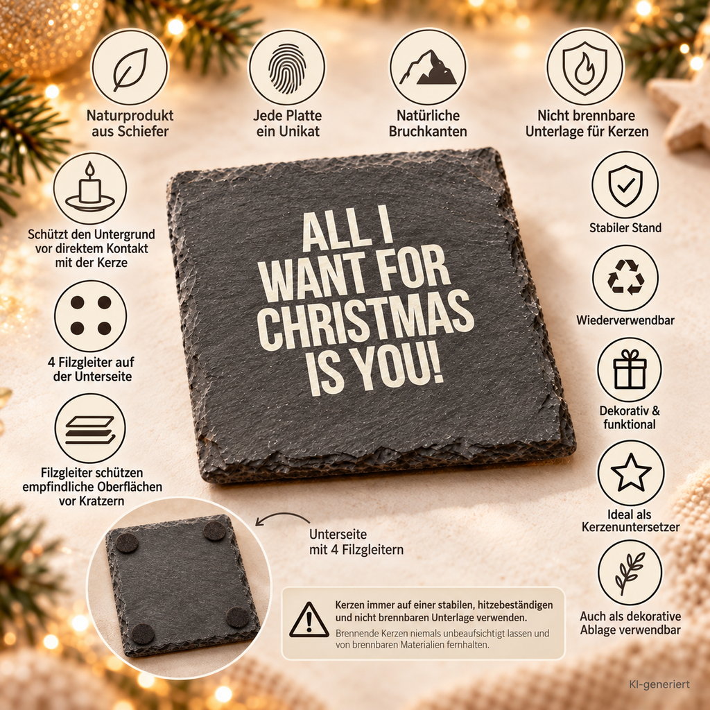 ALL I WANT FOR CHRISTMAS IS YOU! – Weihnachtskerze Naturgras Etikett | Weihnachtsgeschenk | Geschenk für Partner, Freundin & Freund | Geschenkidee Weihnachten