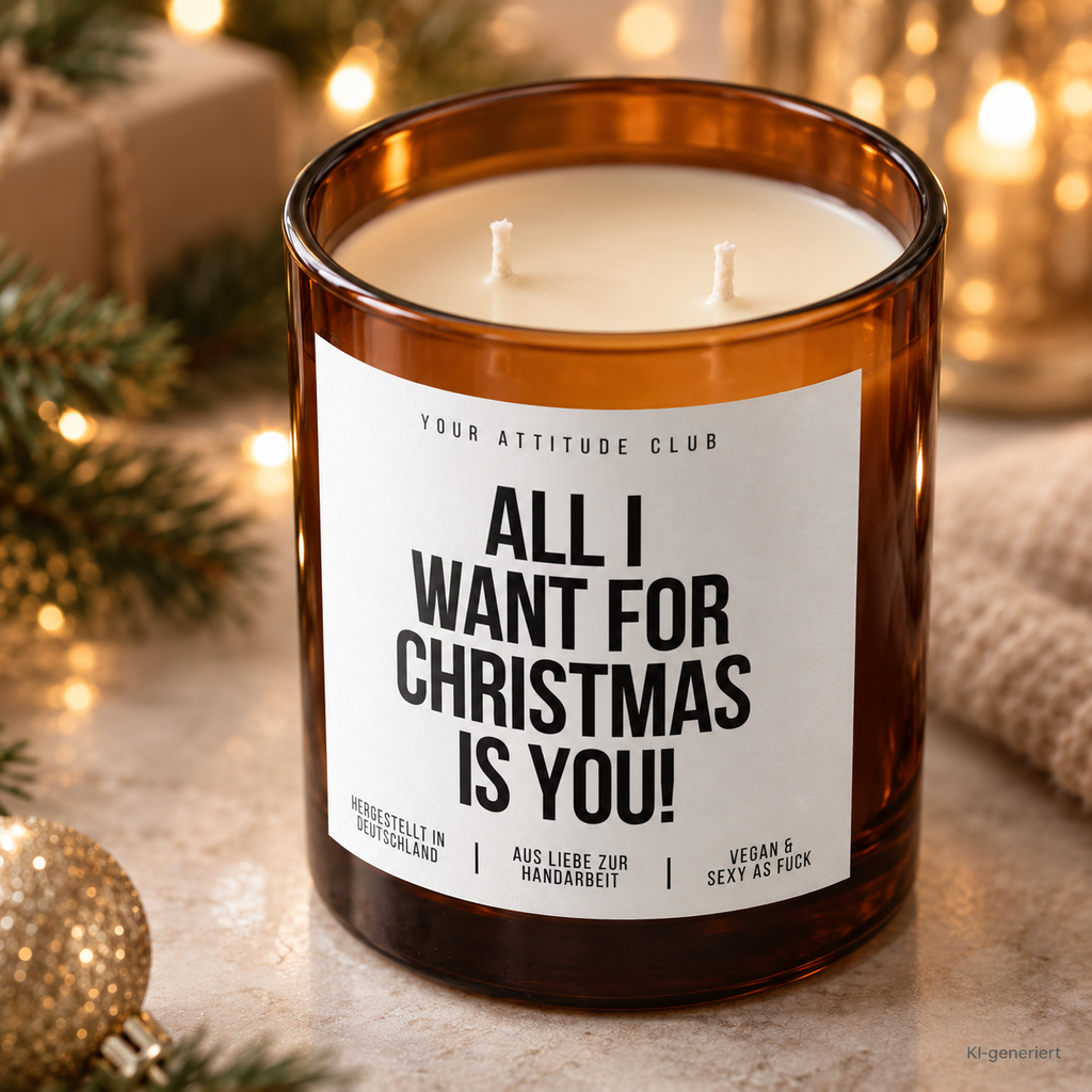 ALL I WANT FOR CHRISTMAS IS YOU! – Weihnachtskerze | Romantisches Weihnachtsgeschenk | Geschenk für Partner, Freundin, Freund & Lieblingsmensch