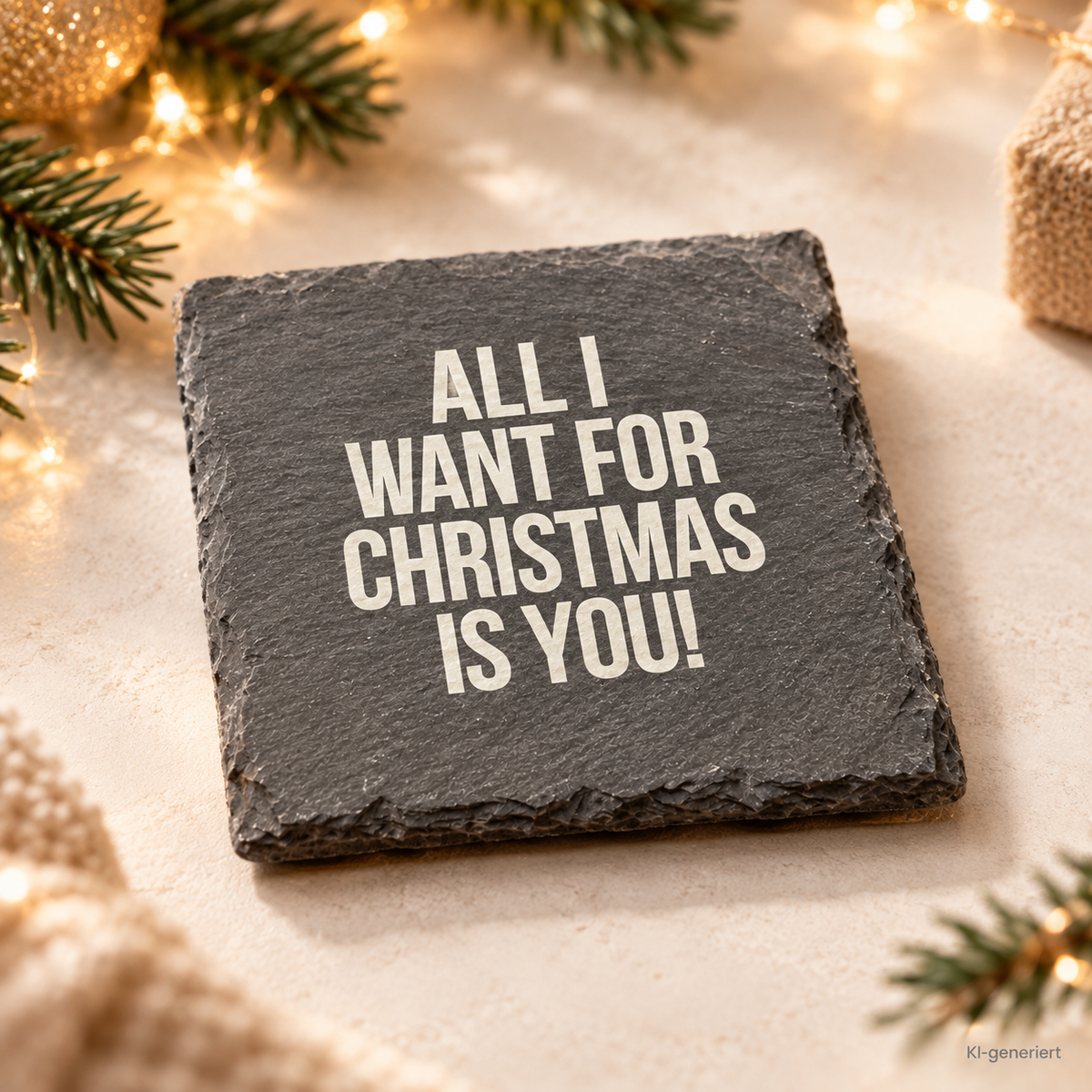 ALL I WANT FOR CHRISTMAS IS YOU! – Weihnachtskerze Naturgras Etikett | Weihnachtsgeschenk | Geschenk für Partner, Freundin & Freund | Geschenkidee Weihnachten