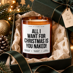 ALL I WANT FOR CHRISTMAS IS YOU NAKED! – Weihnachtskerze Naturgras Etikett | Weihnachtsgeschenk | Geschenk für Partner, Freundin & Freund | Geschenkidee