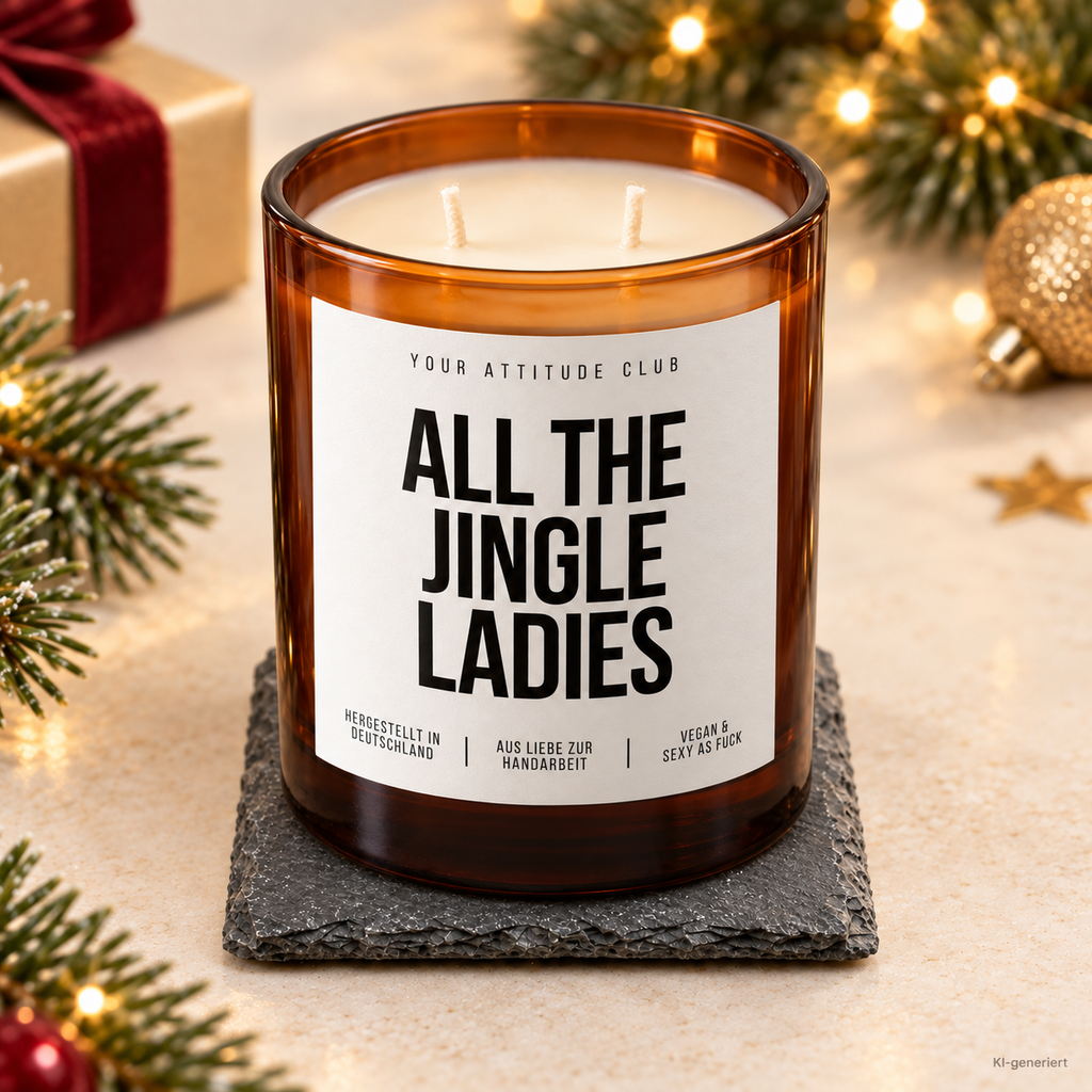 ALL THE JINGLE LADIES – Weihnachtskerze Naturgras Etikett | Weihnachtsgeschenk für Freundin, Kollegin & Frauen | Geschenkidee Weihnachten