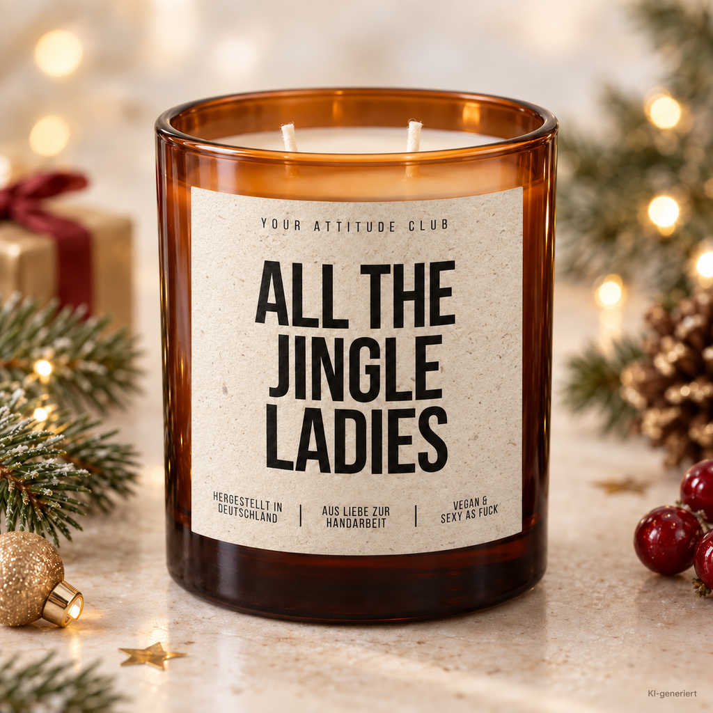ALL THE JINGLE LADIES – Weihnachtskerze Naturgras Etikett | Weihnachtsgeschenk für Freundin, Kollegin & Frauen | Geschenkidee Weihnachten