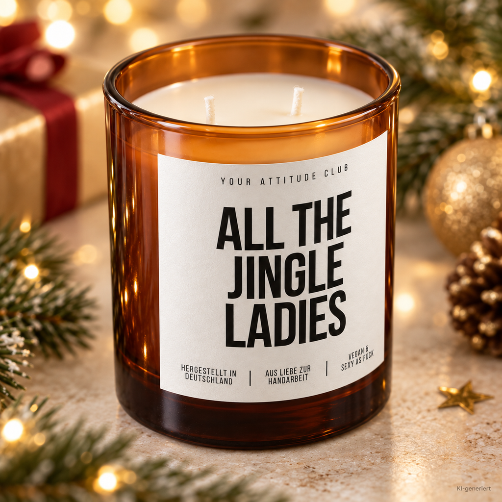 ALL THE JINGLE LADIES – Weihnachtskerze Naturgras Etikett | Weihnachtsgeschenk für Freundin, Kollegin & Frauen | Geschenkidee Weihnachten