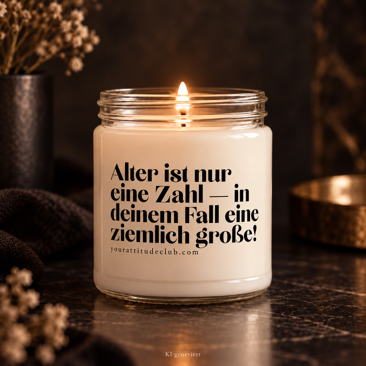 Alter ist nur eine Zahl – in deinem Fall eine ziemlich große! Lustige Geburtstagskerze, witzige Spruchkerze, Geschenkidee, Handmade Candle aus Sojawachs