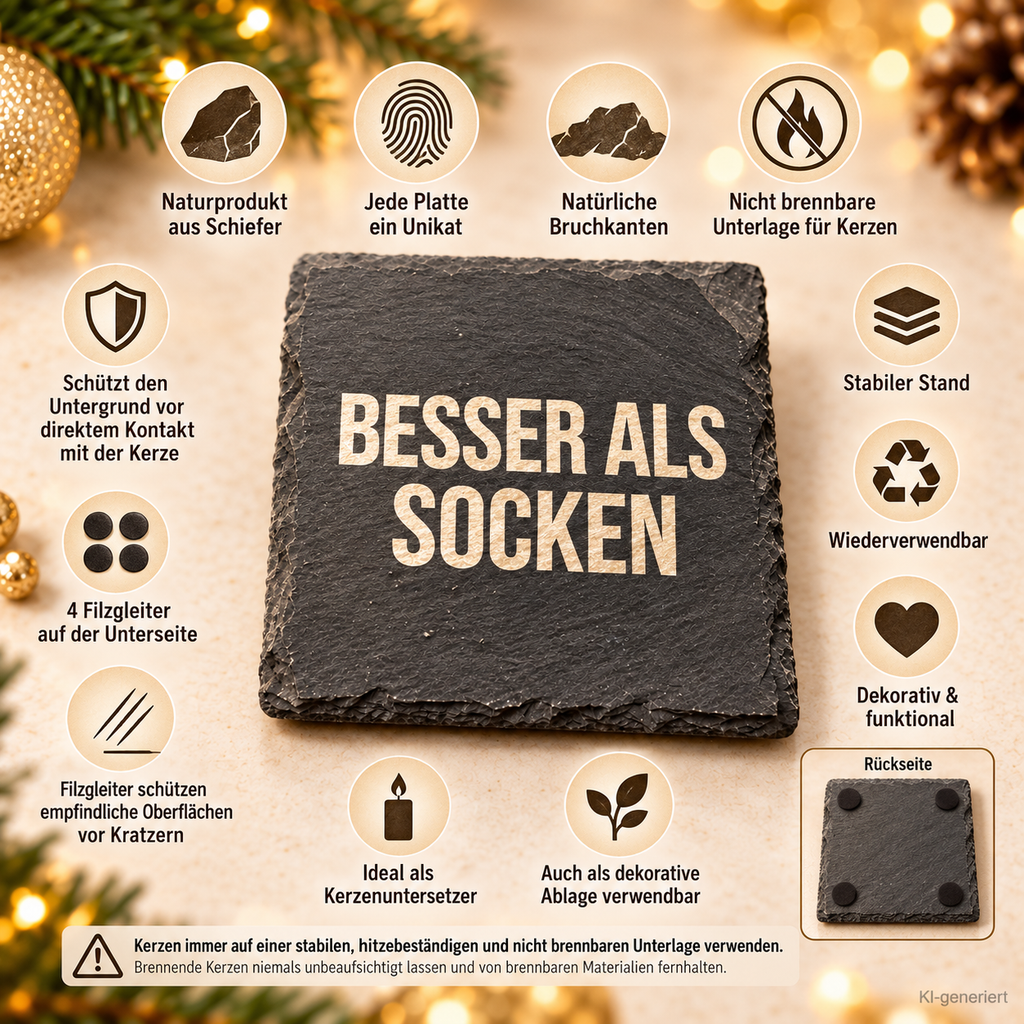 BESSER ALS SOCKEN – Weihnachtskerze Naturgras Etikett | Weihnachtsgeschenk | Geschenk für Familie, Freunde & Kollegen | Geschenkidee Weihnachten