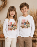 Florale Kürbisse mit Schleifen Kinder Longsleeve – Herbst Langarmshirt mit Blumen, Pumpkin Shirt für Mädchen & Jungen