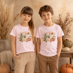 Pastell Kürbisse Kinder T-Shirt – Herbst Shirt mit Kürbis Motiv, Pumpkin Shirt für Mädchen & Jungen, Herbst Outfit Kinder