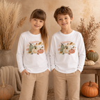 Pastell Kürbisse Kinder Longsleeve – Herbst Langarmshirt mit Kürbis Motiv, Pumpkin Shirt für Mädchen & Jungen, Herbst Outfit Kinder