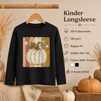 Weißer Kürbis mit Sternen Kinder Longsleeve – Herbst Langarmshirt mit Pumpkin Motiv, Herbst Shirt für Mädchen & Jungen