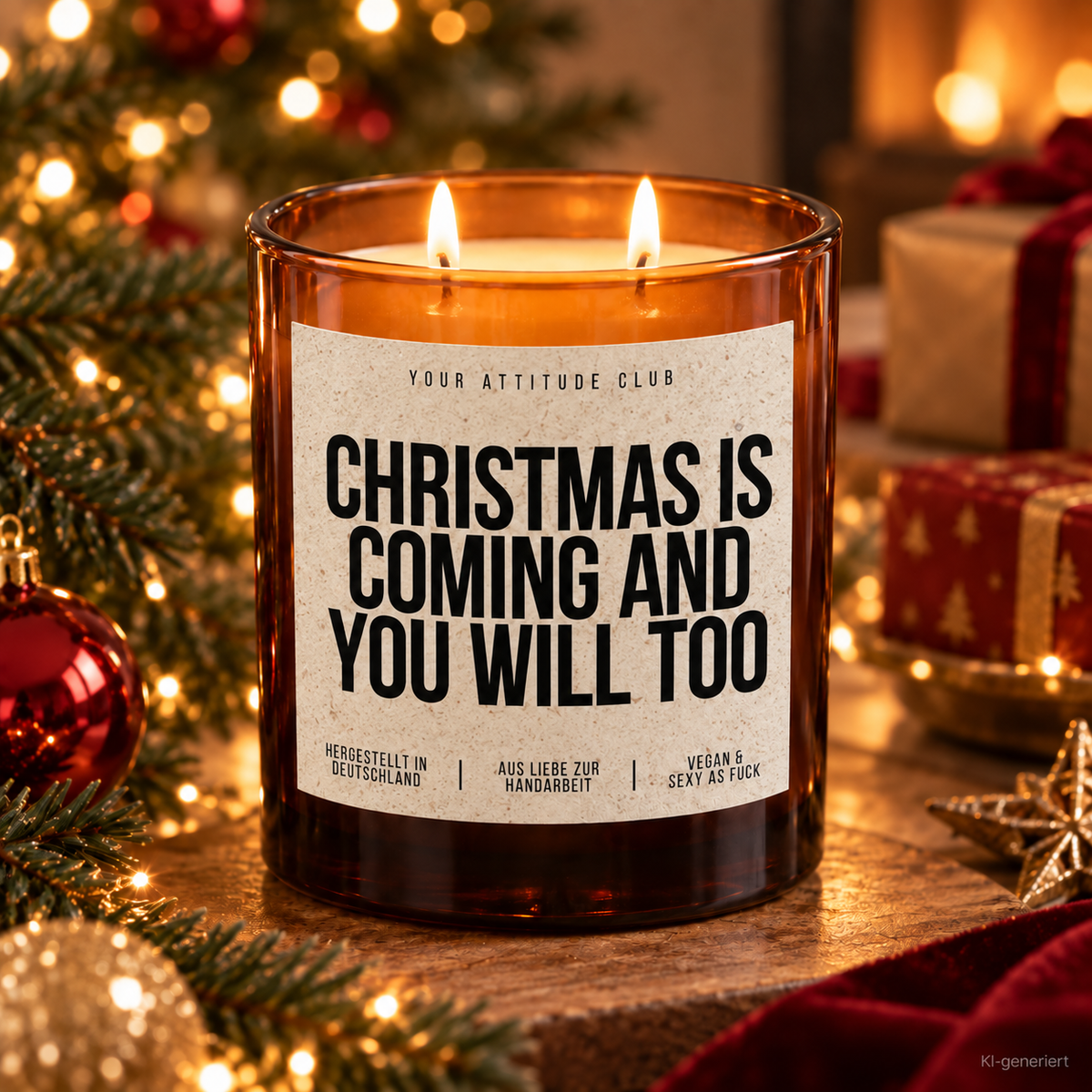 CHRISTMAS IS COMING AND YOU WILL TOO – Weihnachtskerze Naturgras Etikett | Weihnachtsgeschenk | Geschenk für Partner & Freunde | Geschenkidee Weihnachten