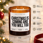 CHRISTMAS IS COMING AND YOU WILL TOO – Weihnachtskerze Naturgras Etikett | Weihnachtsgeschenk | Geschenk für Partner & Freunde | Geschenkidee Weihnachten
