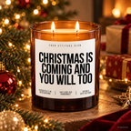 CHRISTMAS IS COMING AND YOU WILL TOO – Weihnachtskerze Naturgras Etikett | Weihnachtsgeschenk | Geschenk für Partner & Freunde | Geschenkidee Weihnachten