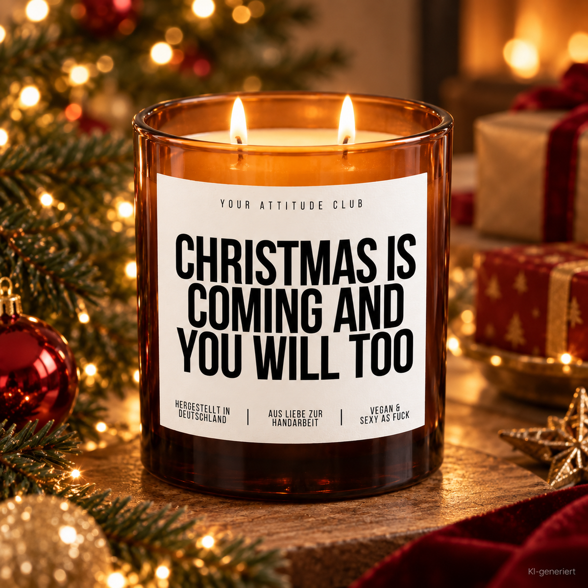 CHRISTMAS IS COMING AND YOU WILL TOO – Weihnachtskerze Naturgras Etikett | Weihnachtsgeschenk | Geschenk für Partner & Freunde | Geschenkidee Weihnachten