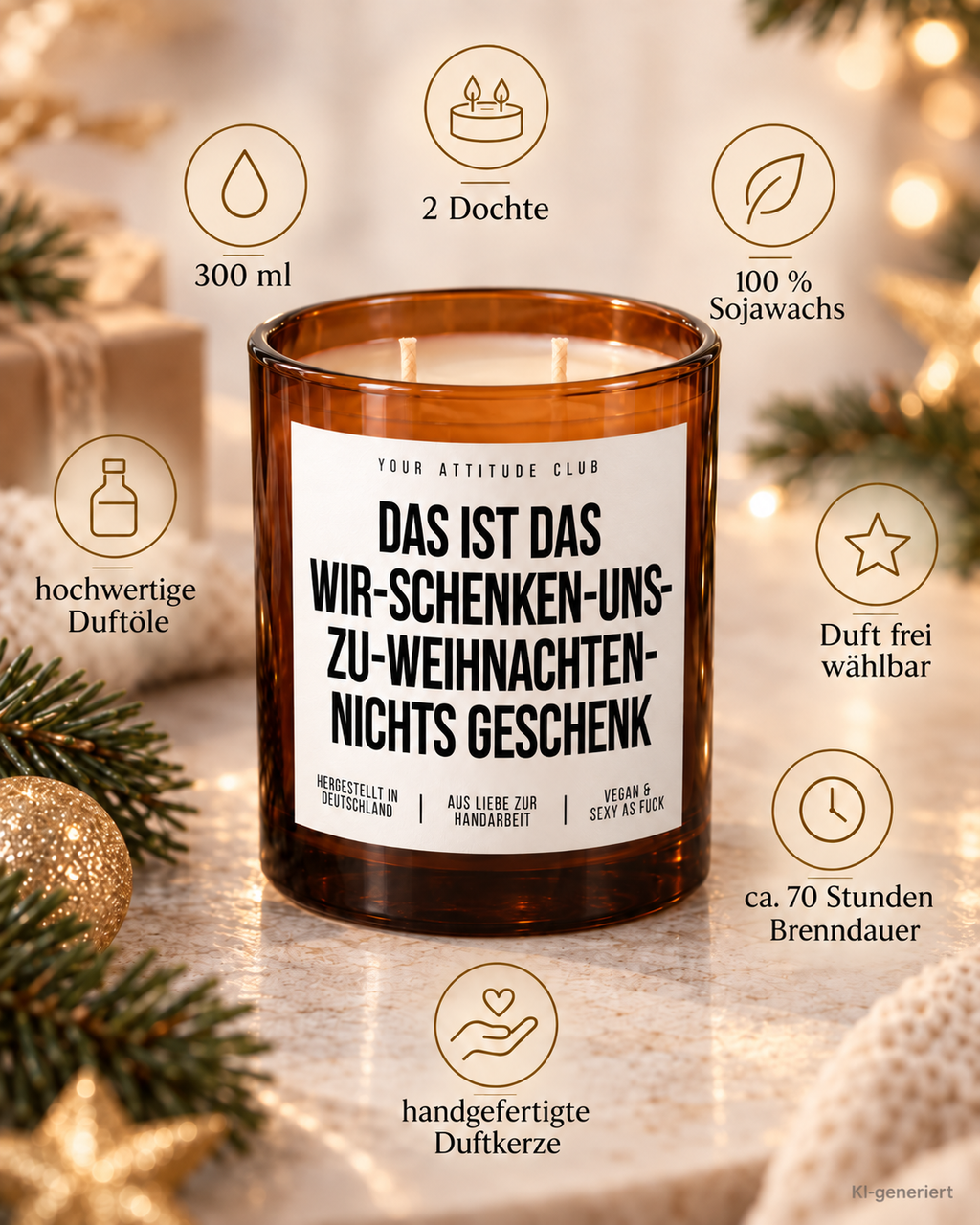 DAS IST DAS WIR-SCHENKEN-UNS-ZU-WEIHNACHTEN-NICHTS GESCHENK – Weihnachtskerze | Lustiges Weihnachtsgeschenk | Geschenk für Partner, Freunde & Familie