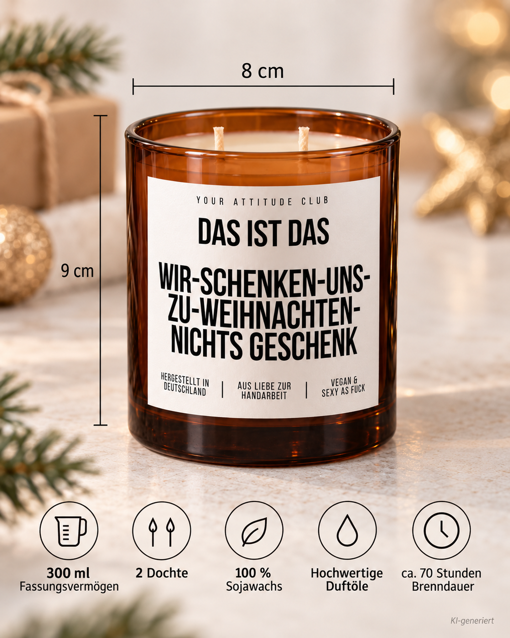 DAS IST DAS WIR-SCHENKEN-UNS-ZU-WEIHNACHTEN-NICHTS GESCHENK – Weihnachtskerze | Lustiges Weihnachtsgeschenk | Geschenk für Partner, Freunde & Familie