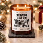 DER WAHRE GEIST VON WEIHNACHTEN? UNGEBUMST & VOLLGEFRESSEN. – Weihnachtskerze Naturgras Etikett | lustiges Weihnachtsgeschenk | Geschenkidee
