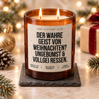 DER WAHRE GEIST VON WEIHNACHTEN? UNGEBUMST & VOLLGEFRESSEN. – Weihnachtskerze Naturgras Etikett | lustiges Weihnachtsgeschenk | Geschenkidee