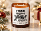 DER WAHRE GEIST VON WEIHNACHTEN? UNGEBUMST & VOLLGEFRESSEN. – Weihnachtskerze Naturgras Etikett | lustiges Weihnachtsgeschenk | Geschenkidee