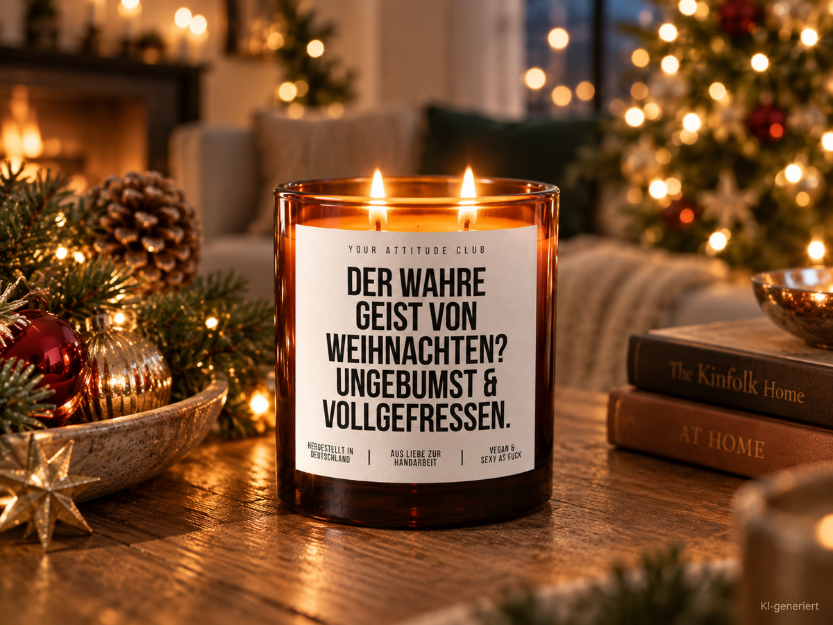 DER WAHRE GEIST VON WEIHNACHTEN? UNGEBUMST & VOLLGEFRESSEN. – Weihnachtskerze | Lustiges Weihnachtsgeschenk | Geschenk für Freunde, Partner & Familie