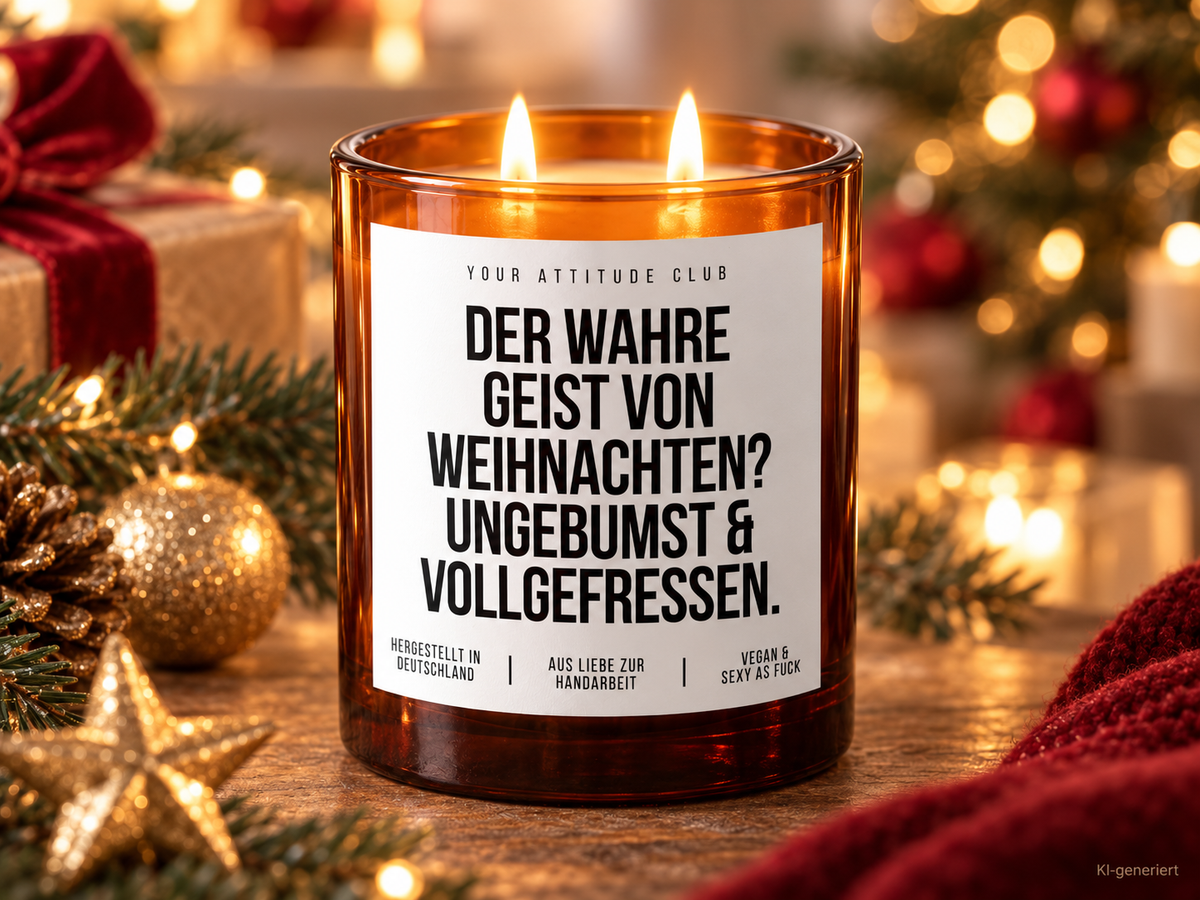 DER WAHRE GEIST VON WEIHNACHTEN? UNGEBUMST & VOLLGEFRESSEN. – Weihnachtskerze | Lustiges Weihnachtsgeschenk | Geschenk für Freunde, Partner & Familie