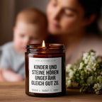 Kinder und Steine hören ungefähr gleich gut zu. | die perfekte Kerze für ehrlichen Mama-Alltag mit Humor