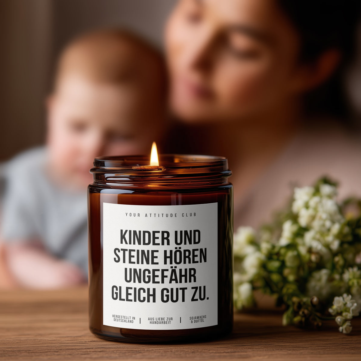 Kinder und Steine hören ungefähr gleich gut zu. | die perfekte Kerze für ehrlichen Mama-Alltag mit Humor