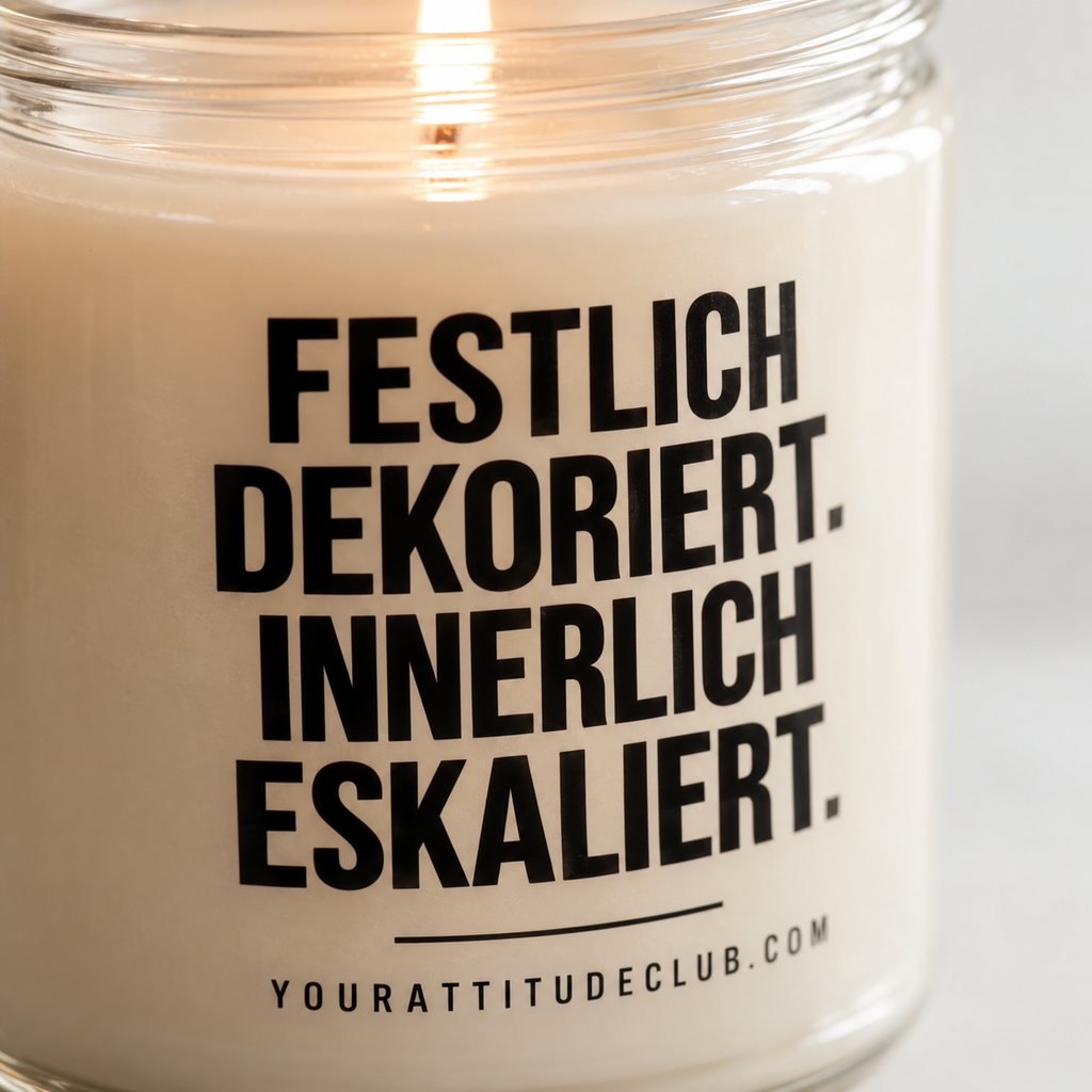 FESTLICH DEKORIERT. INNERLICH ESKALIERT. | Weihnachtskerze, lustiges Weihnachtsgeschenk für Mama, Freundin, Schwester, Wichtelgeschenk