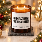 FROHE SCHEISS WEIHNACHTEN – Weihnachtskerze Naturgras Etikett | lustiges Weihnachtsgeschenk | Geschenk für Freunde, Kolleg:innen & Familie
