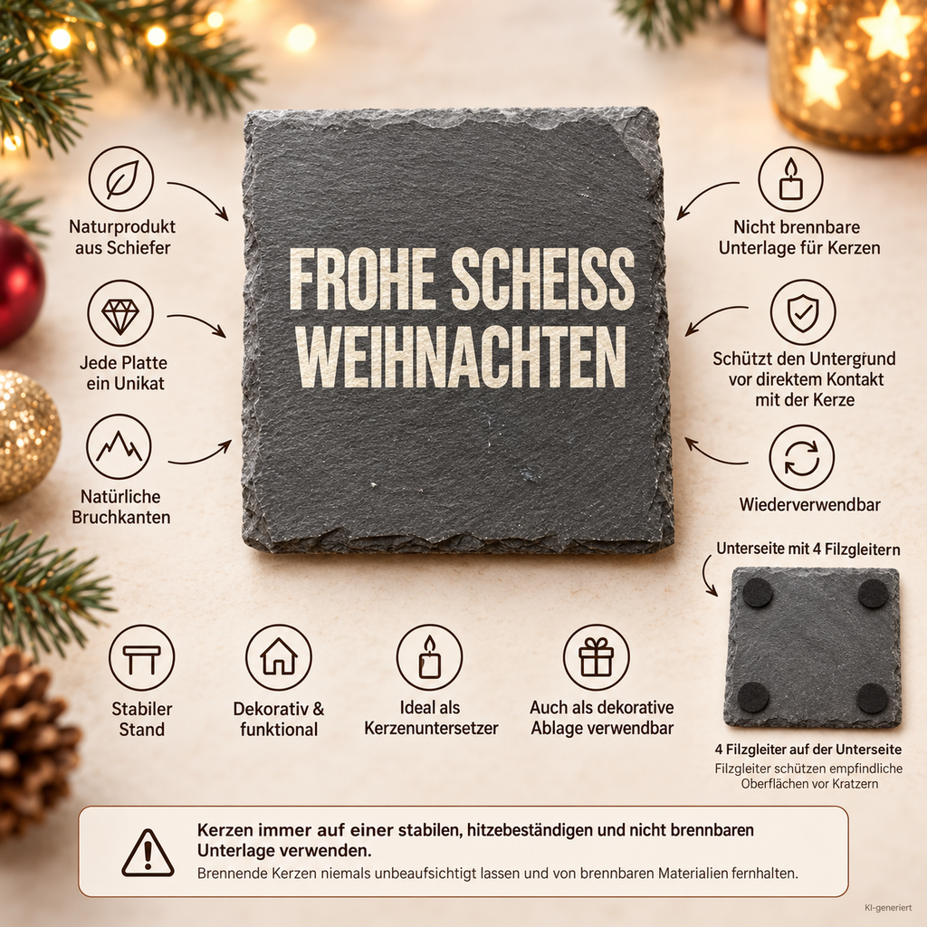 FROHE SCHEISS WEIHNACHTEN – Weihnachtskerze Naturgras Etikett | lustiges Weihnachtsgeschenk | Geschenk für Freunde, Kolleg:innen & Familie