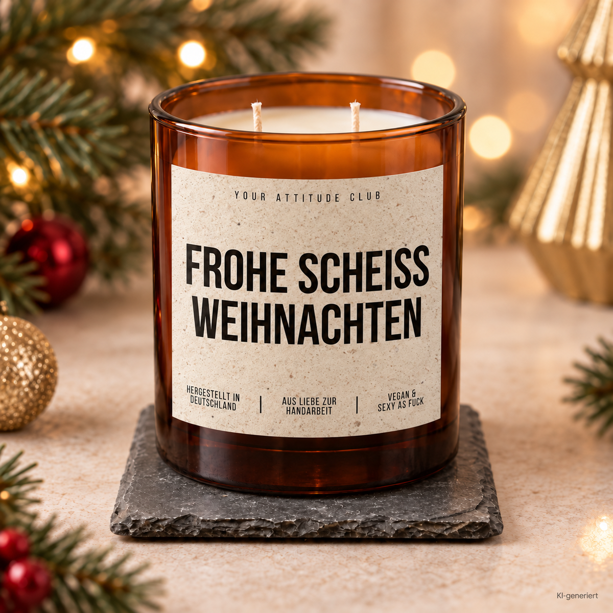 FROHE SCHEISS WEIHNACHTEN – Weihnachtskerze | Lustiges Weihnachtsgeschenk | Geschenk für Freunde & Kolleg:innen | Wichtelgeschenk Weihnachten