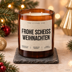 FROHE SCHEISS WEIHNACHTEN – Weihnachtskerze Naturgras Etikett | lustiges Weihnachtsgeschenk | Geschenk für Freunde, Kolleg:innen & Familie