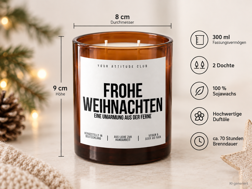 FROHE WEIHNACHTEN EINE UMARMUNG AUS DER FERNE – Weihnachtskerze | Weihnachtsgeschenk | Geschenk für Familie, Freunde & Lieblingsmenschen