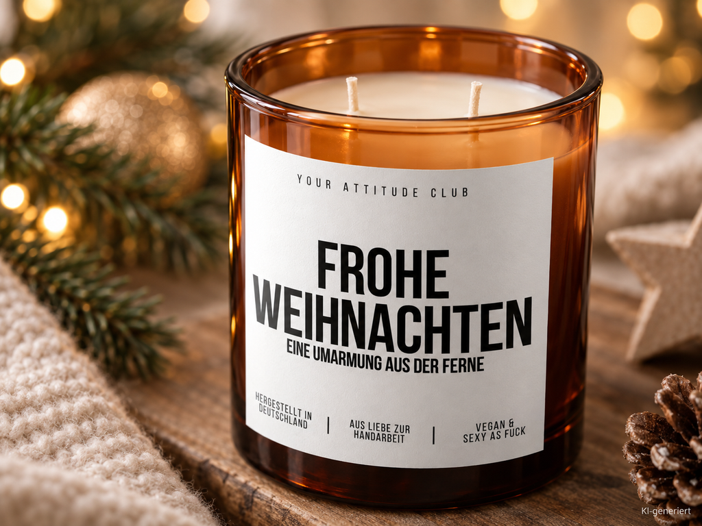 FROHE WEIHNACHTEN EINE UMARMUNG AUS DER FERNE – Weihnachtskerze Naturgras Etikett | Weihnachtsgeschenk für Familie, Freunde & Lieblingsmenschen