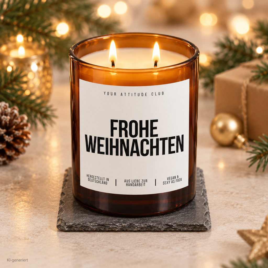 FROHE WEIHNACHTEN – Weihnachtskerze Naturgras Etikett | Weihnachtsgeschenk | Geschenk für Familie, Freunde & Kolleg:innen | Geschenkidee Weihnachten