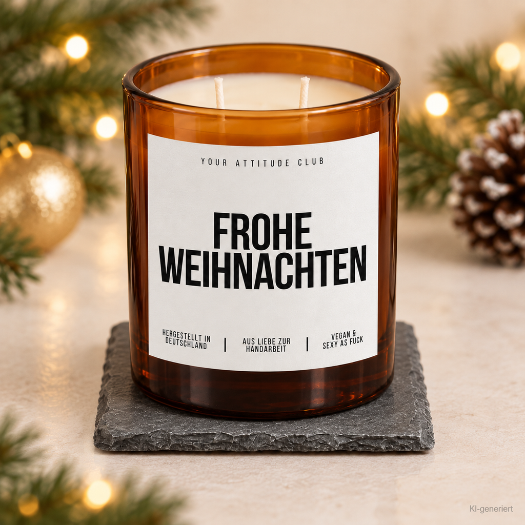 FROHE WEIHNACHTEN – Weihnachtskerze Naturgras Etikett | Weihnachtsgeschenk | Geschenk für Familie, Freunde & Kolleg:innen | Geschenkidee Weihnachten
