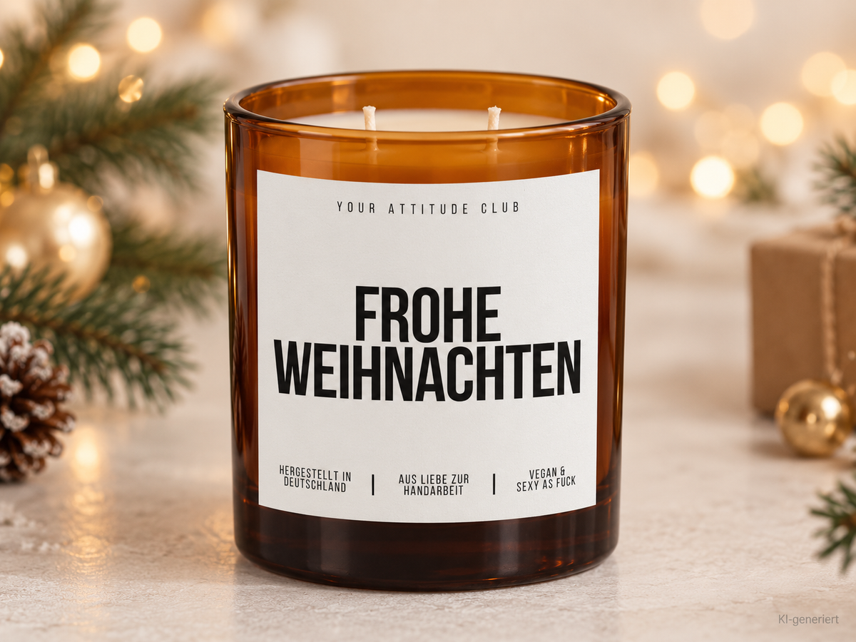 FROHE WEIHNACHTEN – Weihnachtskerze Naturgras Etikett | Weihnachtsgeschenk | Geschenk für Familie, Freunde & Kolleg:innen | Geschenkidee Weihnachten