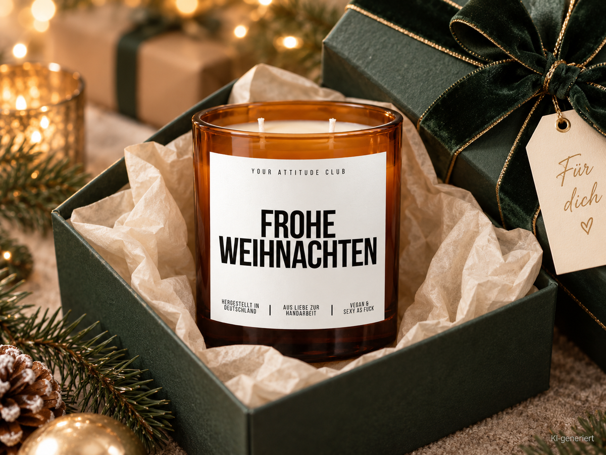 FROHE WEIHNACHTEN – Weihnachtskerze Naturgras Etikett | Weihnachtsgeschenk | Geschenk für Familie, Freunde & Kolleg:innen | Geschenkidee Weihnachten