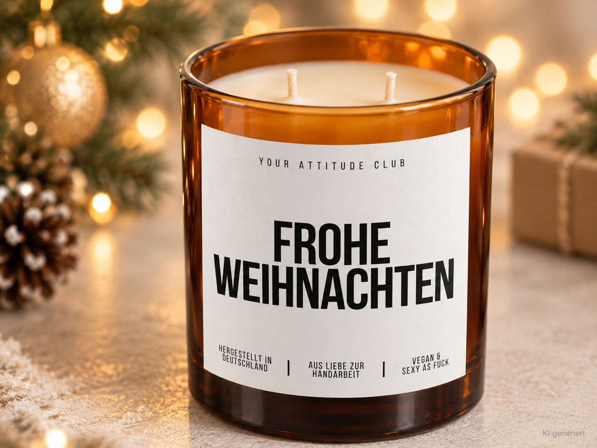 FROHE WEIHNACHTEN – Weihnachtskerze Naturgras Etikett | Weihnachtsgeschenk | Geschenk für Familie, Freunde & Kolleg:innen | Geschenkidee Weihnachten